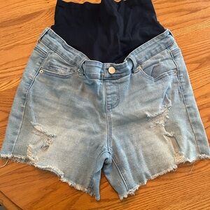 Maternity Blue Women's Distressed Shorts